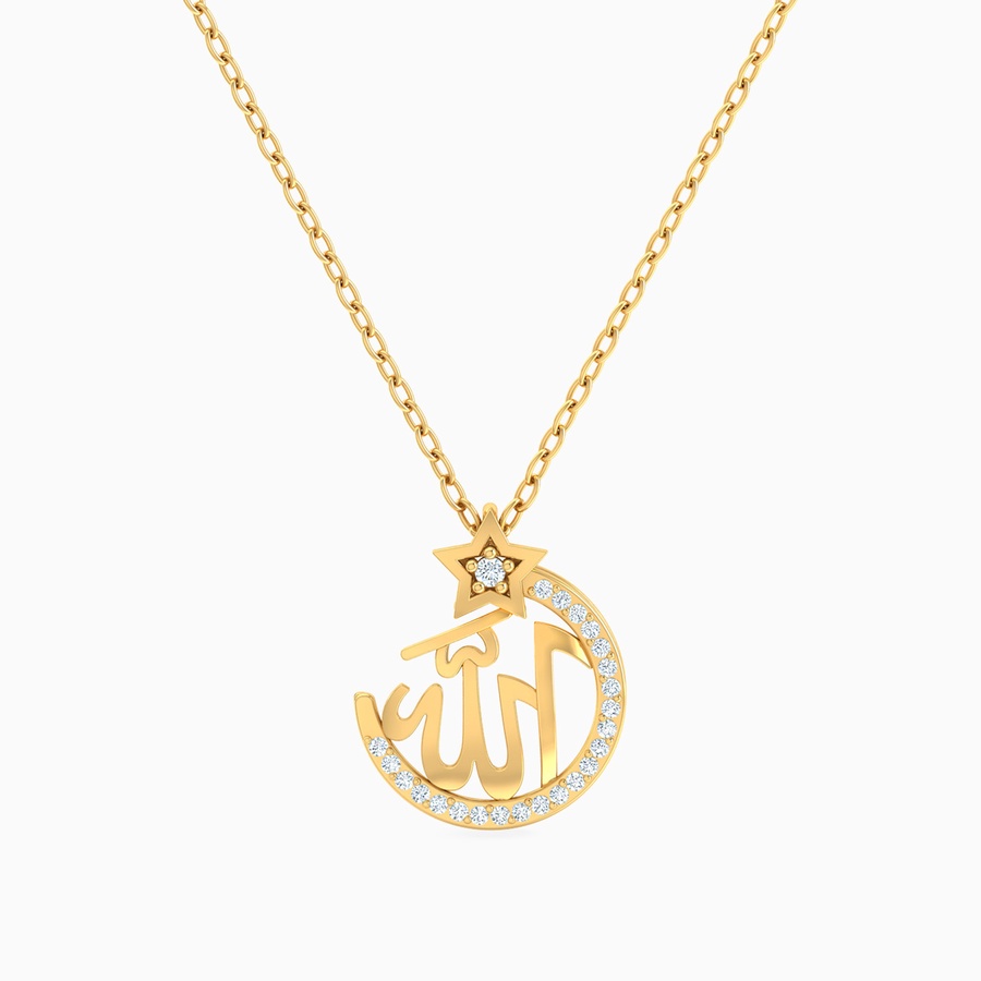 Allah Word Diamond Necklace in 18K Gold