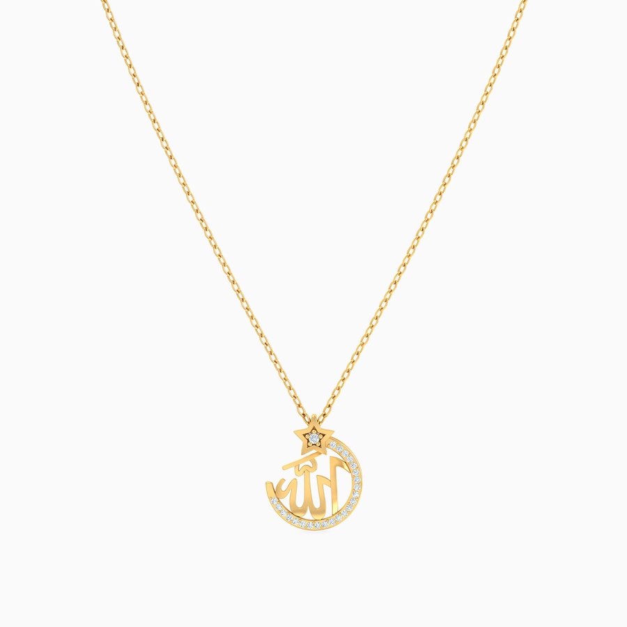 Allah Word Diamond Necklace in 18K Gold