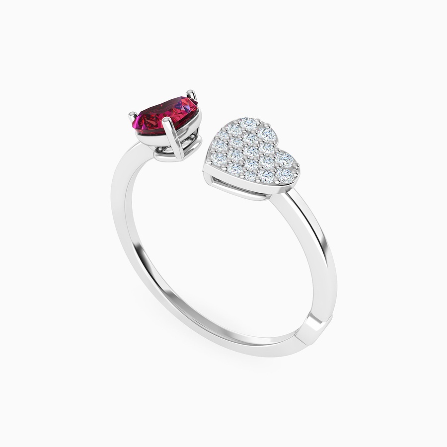 Heart Diamond Two Headed Ring in 18K Gold