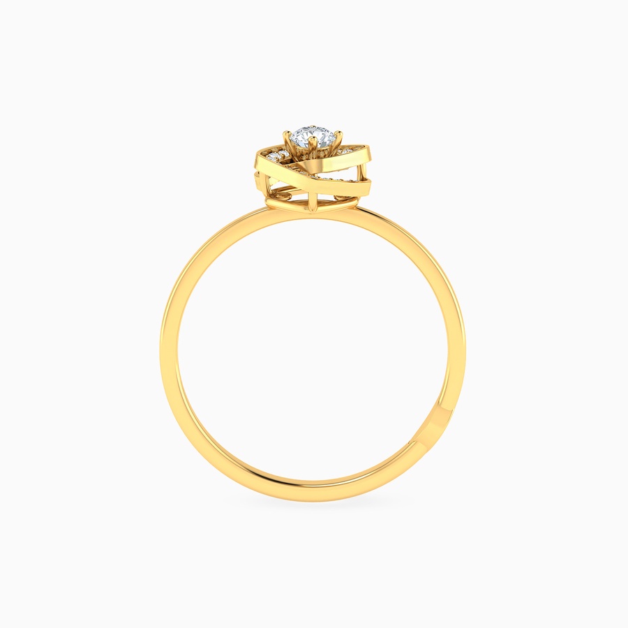Sleek Band & Interlocked Squares Diamond Ring in 18K Gold
