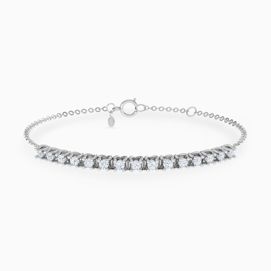 Prong Set Line Diamond Chain Bracelet in 18K Gold