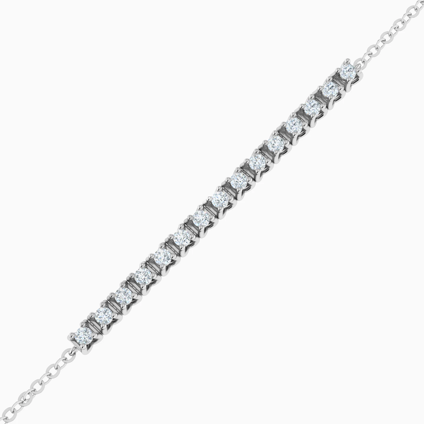 Prong Set Line Diamond Chain Bracelet in 18K Gold