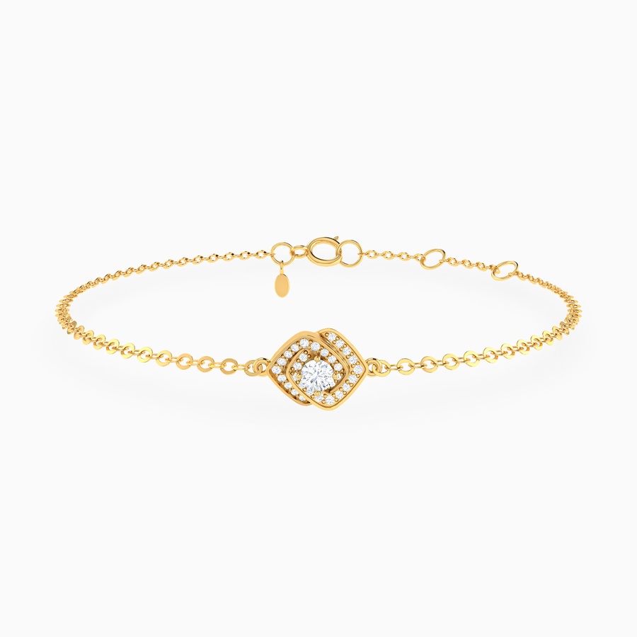 Interlocked Squares Diamond Chain Bracelet in 18K Gold