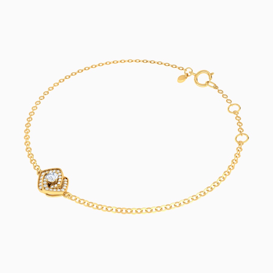 Interlocked Squares Diamond Chain Bracelet in 18K Gold