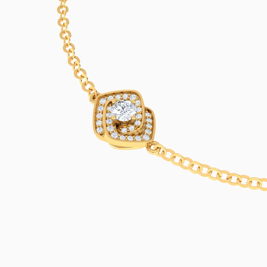 Interlocked Squares Diamond Chain Bracelet in 18K Gold
