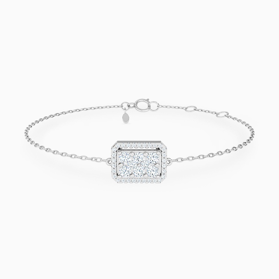 Rectangle Diamond Chain Bracelet in 18K Gold