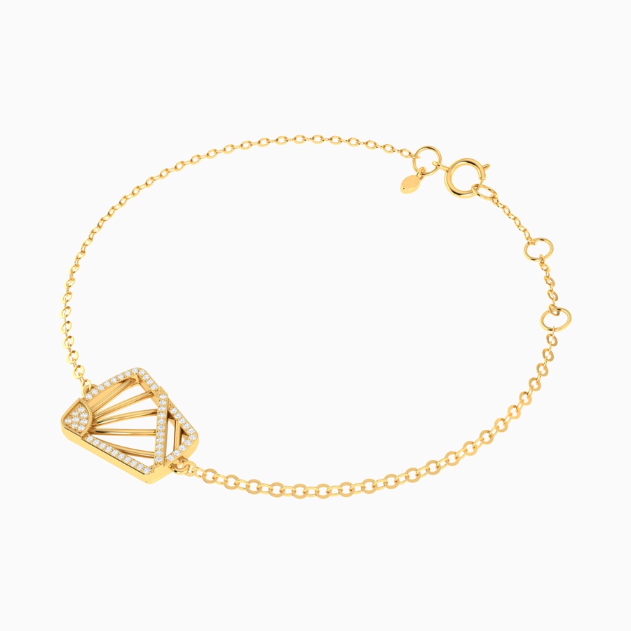 Le Soliel Rectangle Diamond Chain Bracelet in 18K Gold