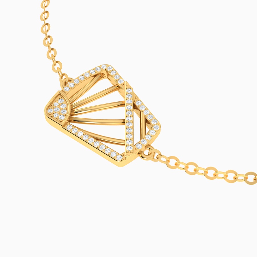 Le Soliel Rectangle Diamond Chain Bracelet in 18K Gold