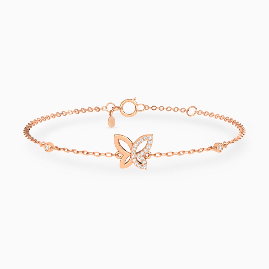 Butterfly Diamond Chain Bracelet In 18K Gold
