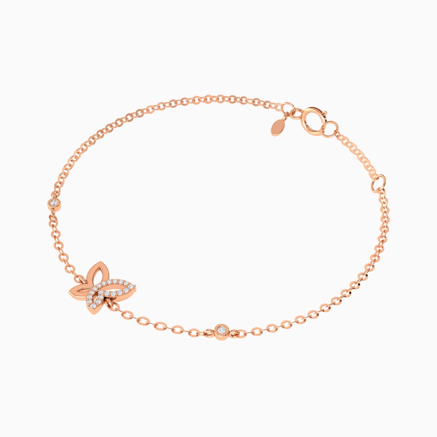Butterfly Diamond Chain Bracelet In 18K Gold