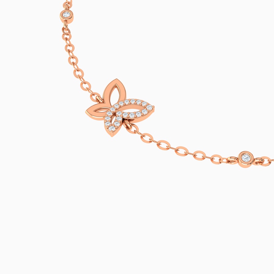 Butterfly Diamond Chain Bracelet In 18K Gold