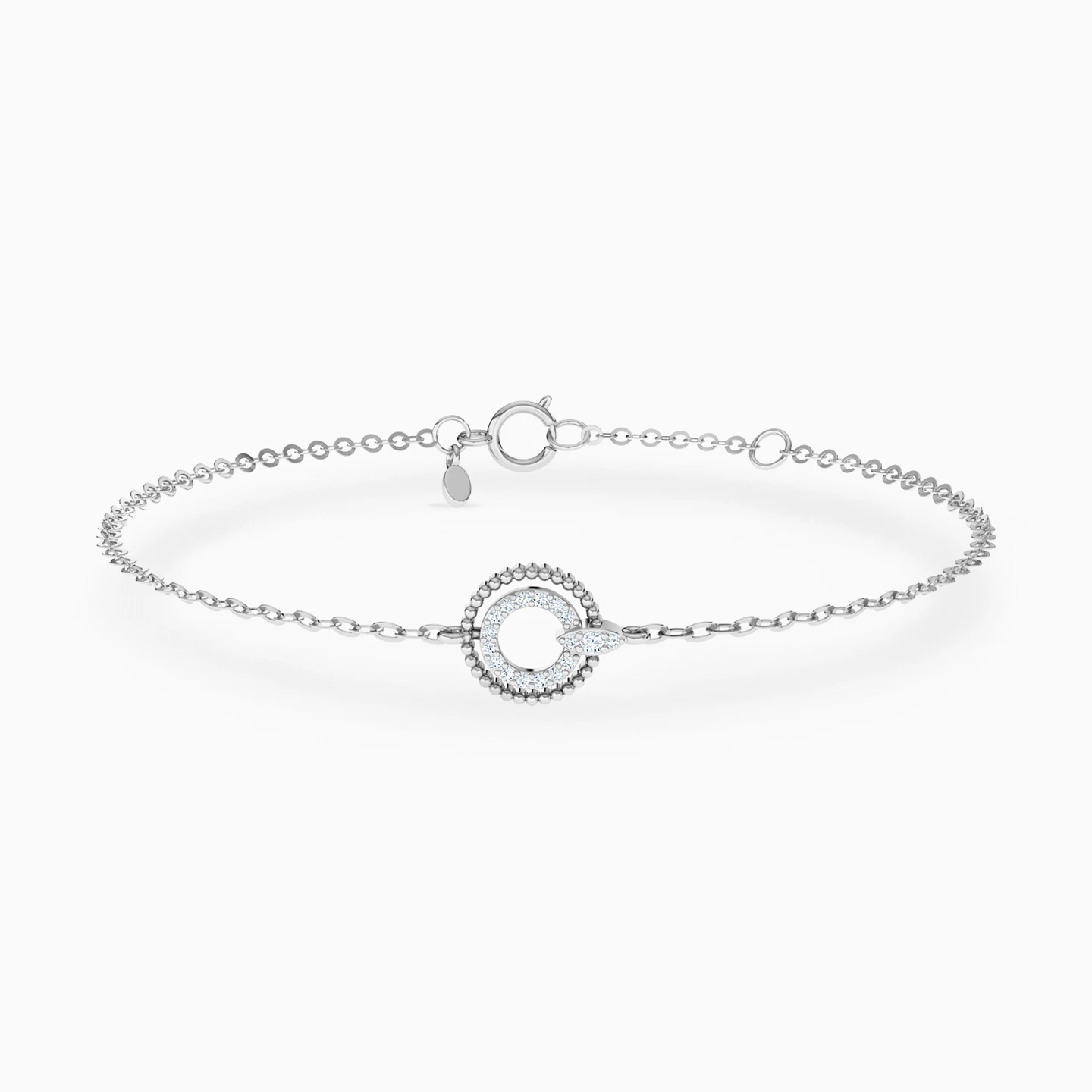 Two Circles Diamond Chain Bracelet In 18K Gold