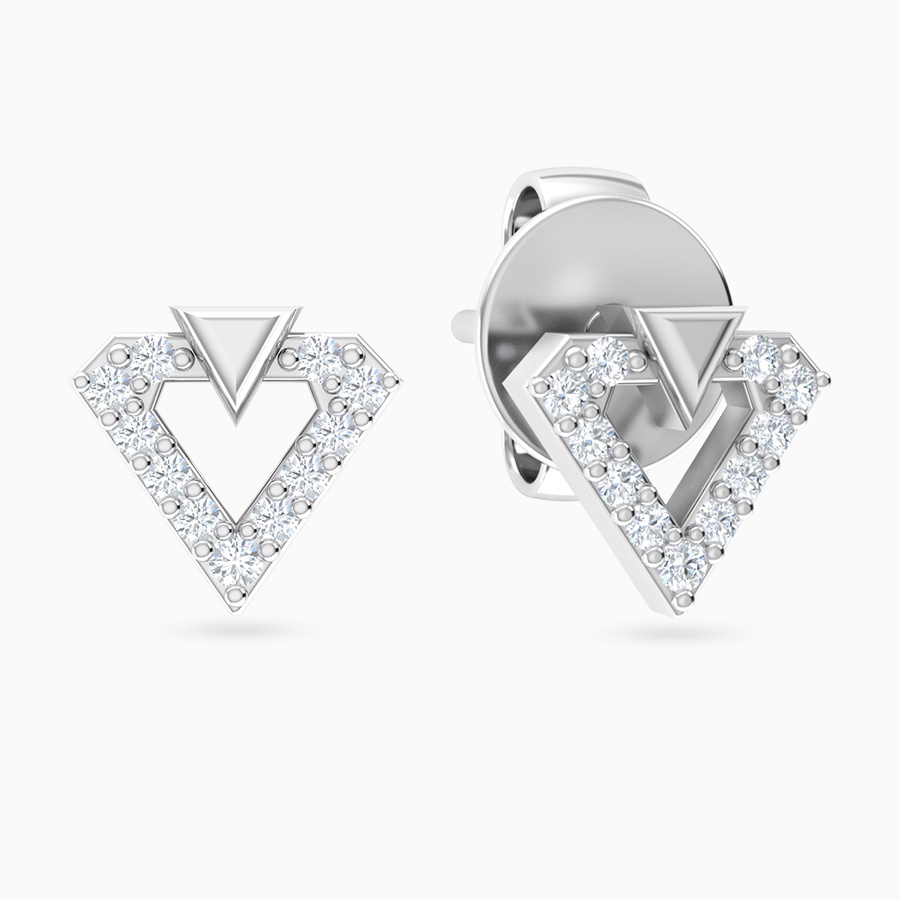Triangle Diamond Earrings In 18K Gold
