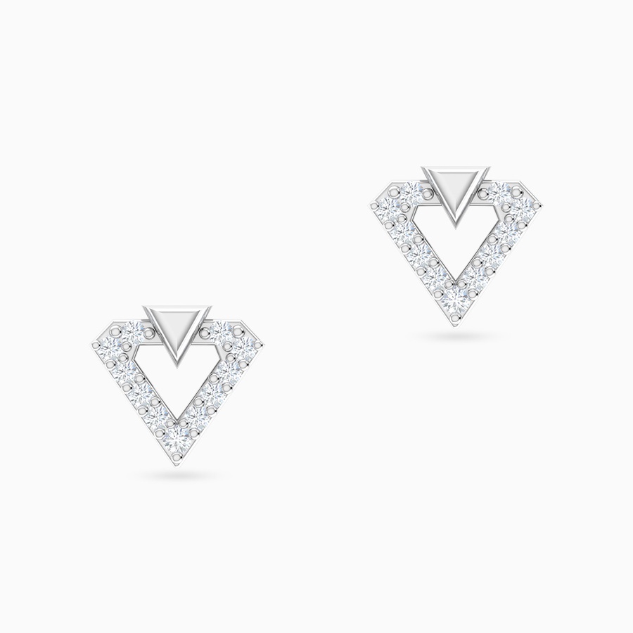 Triangle Diamond Earrings In 18K Gold