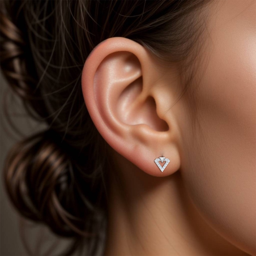 Triangle Diamond Earrings In 18K Gold