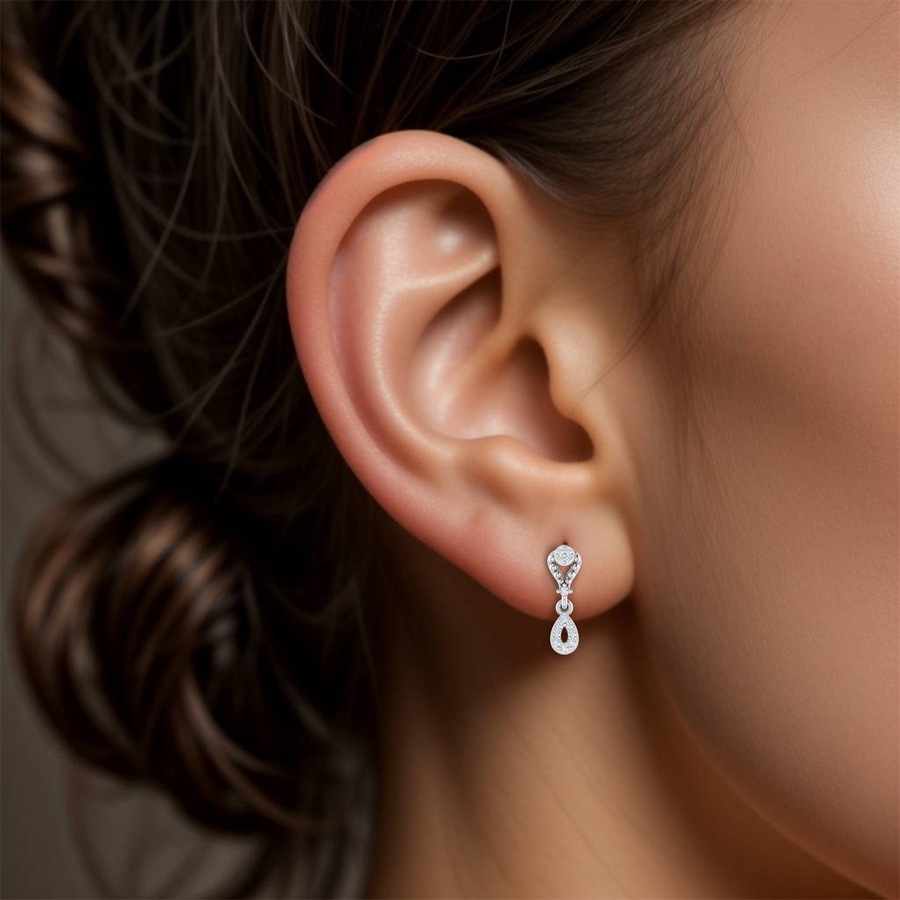 Open Teardrop Diamond Drop Earrings in 18K Gold