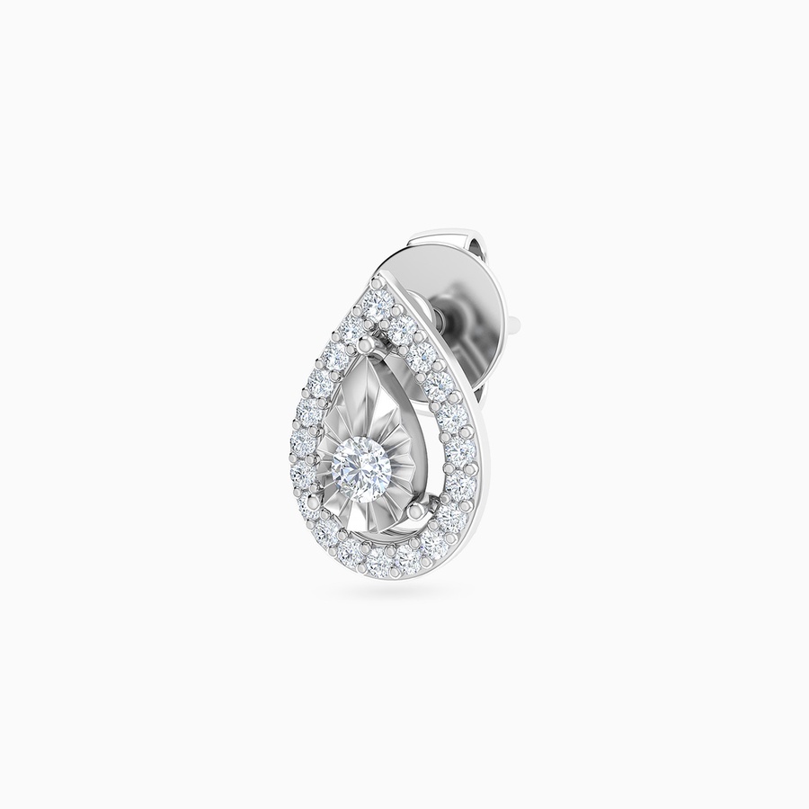 Framed Teardrop Cluster Diamond Stud Earrings in 18K Gold