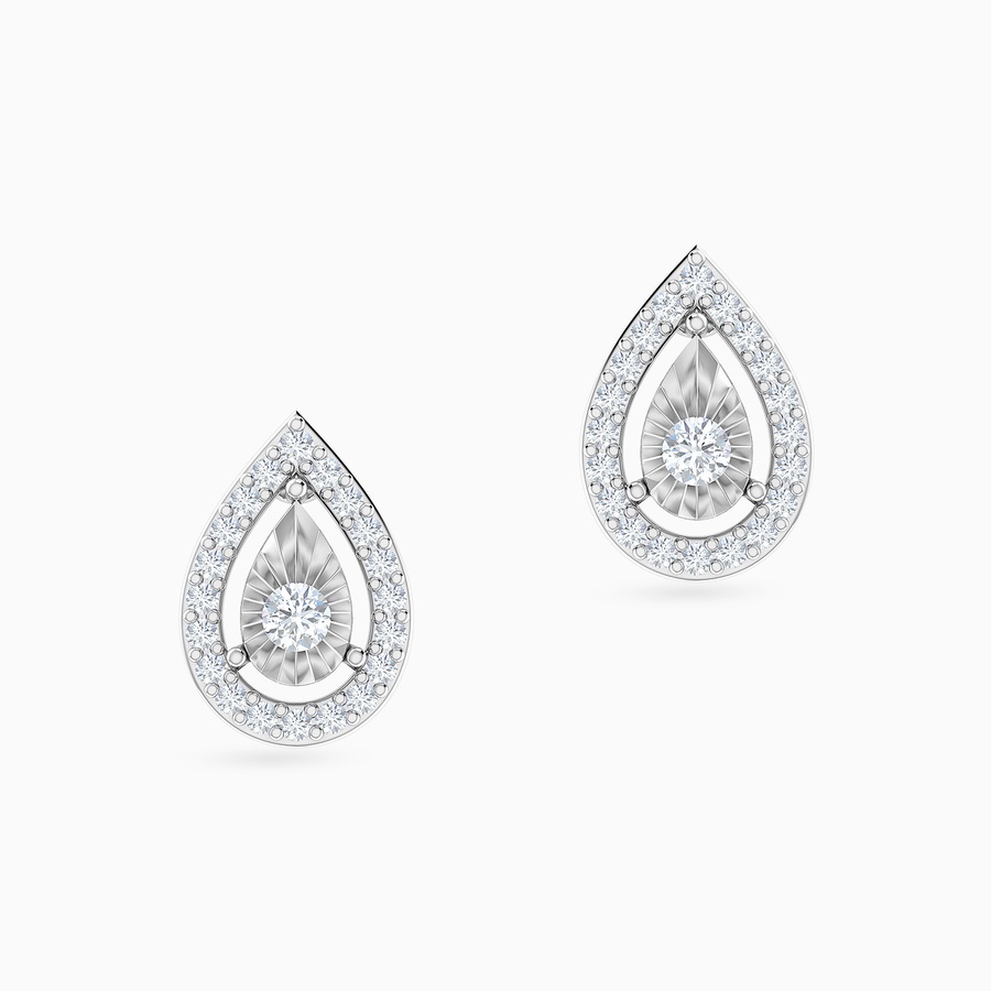 Framed Teardrop Cluster Diamond Stud Earrings in 18K Gold