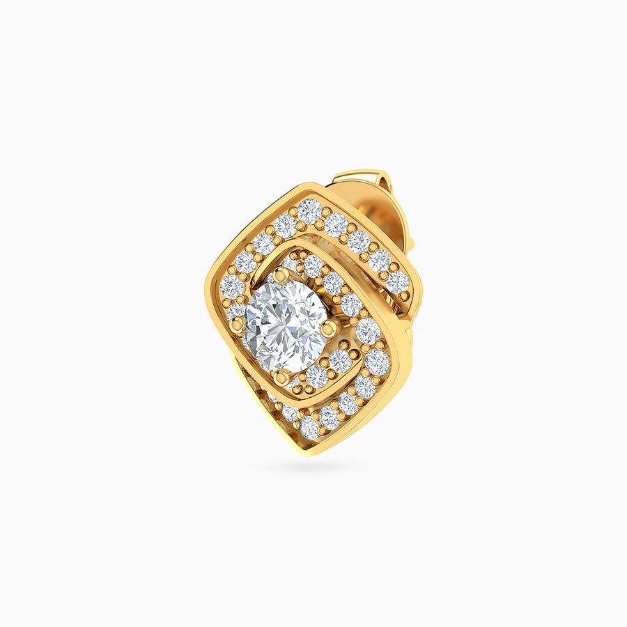 Interlocked Squares Diamond Stud Earrings in 18K Gold