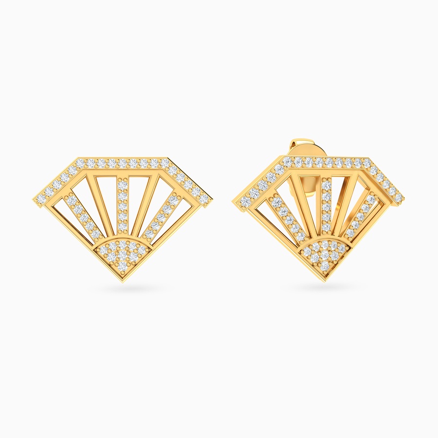 Le Soliel Triangle Diamond Stud Earrings in 18K Gold
