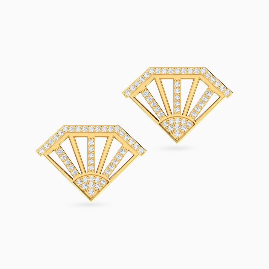 Le Soliel Triangle Diamond Stud Earrings in 18K Gold