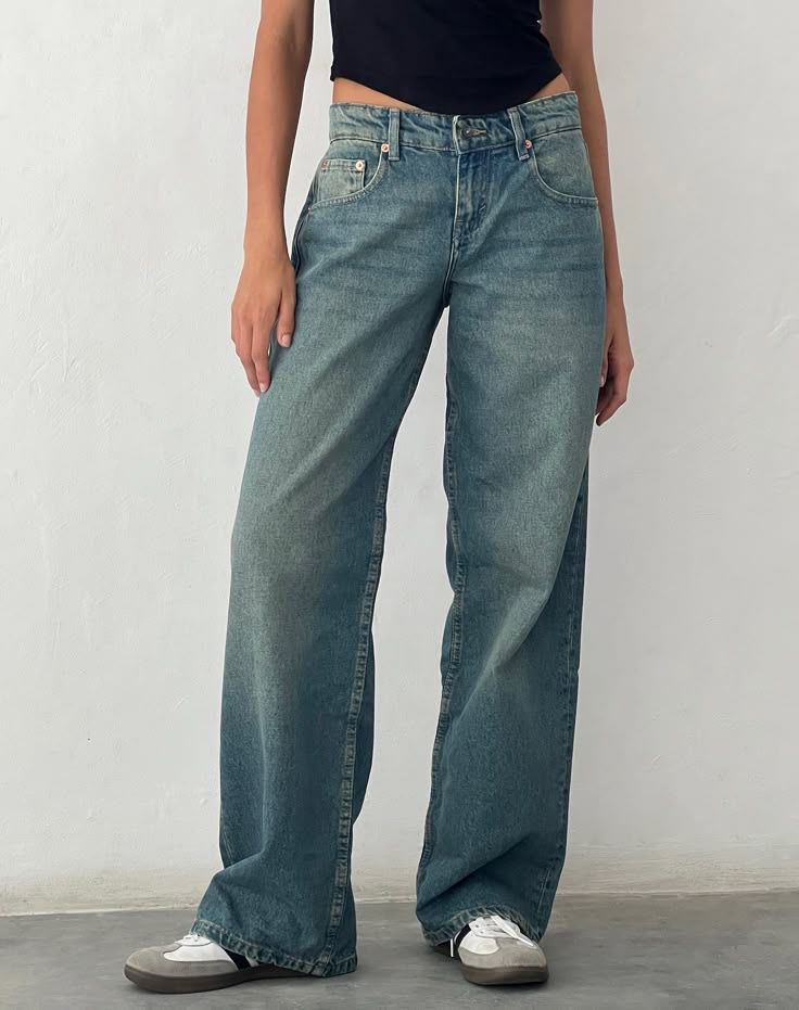 Straight Fit Jeans for Women - Dirty Wash Denim | BLUECUT Egypt