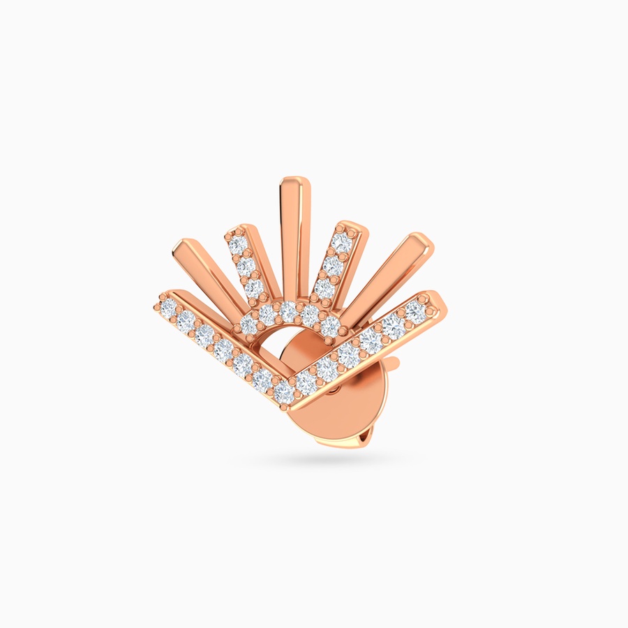 Le Soliel Rising Sun Diamond Stud Earrings in 18K Gold