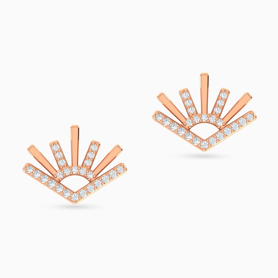 Le Soliel Rising Sun Diamond Stud Earrings in 18K Gold