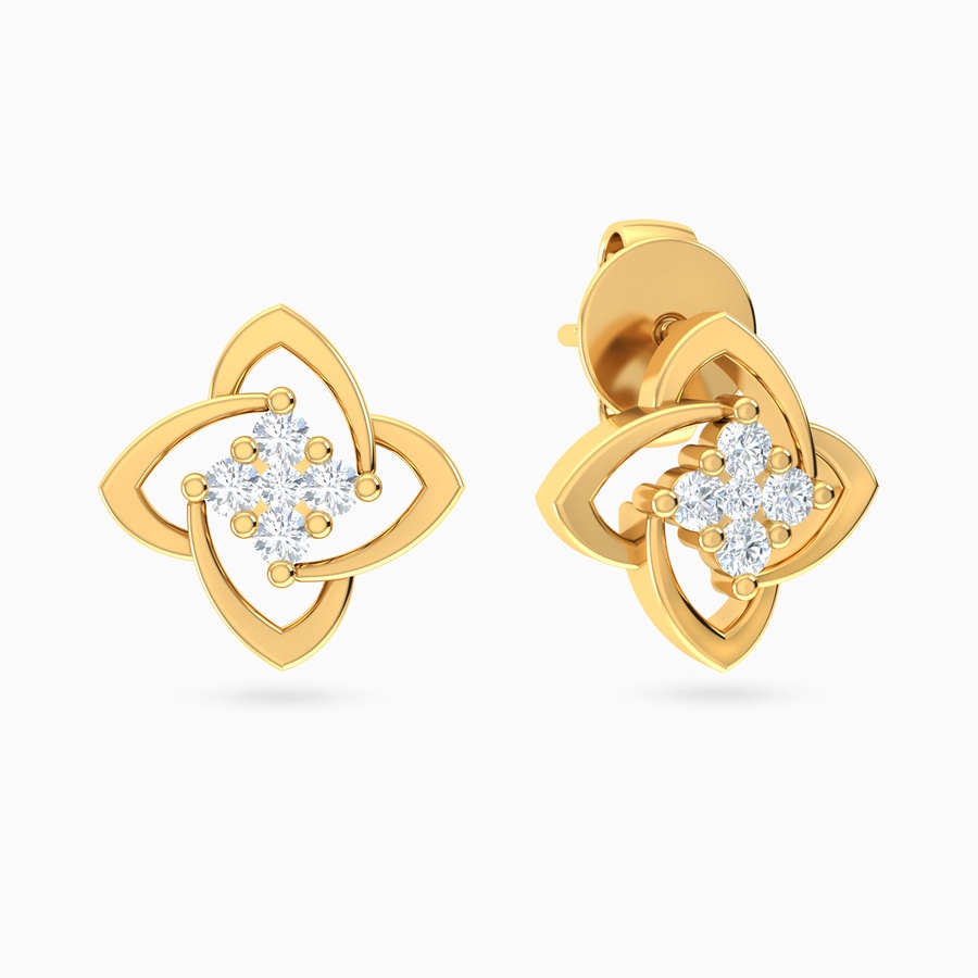 Flower Diamond Earrings in 18K Gold