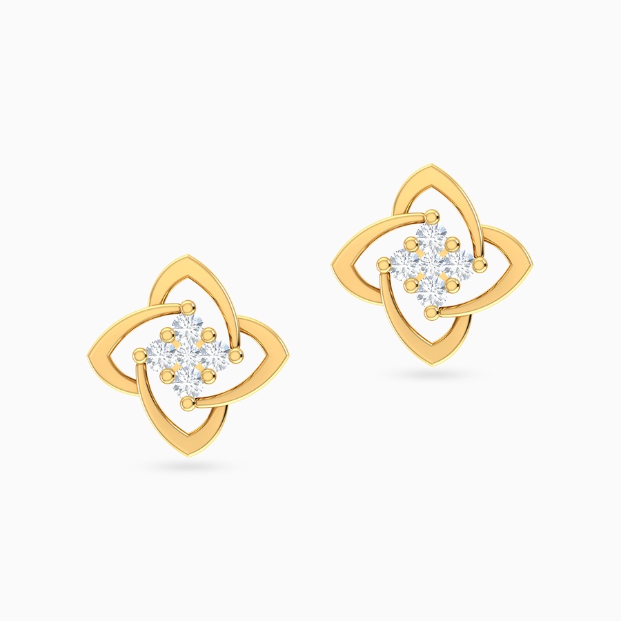 Flower Diamond Earrings in 18K Gold