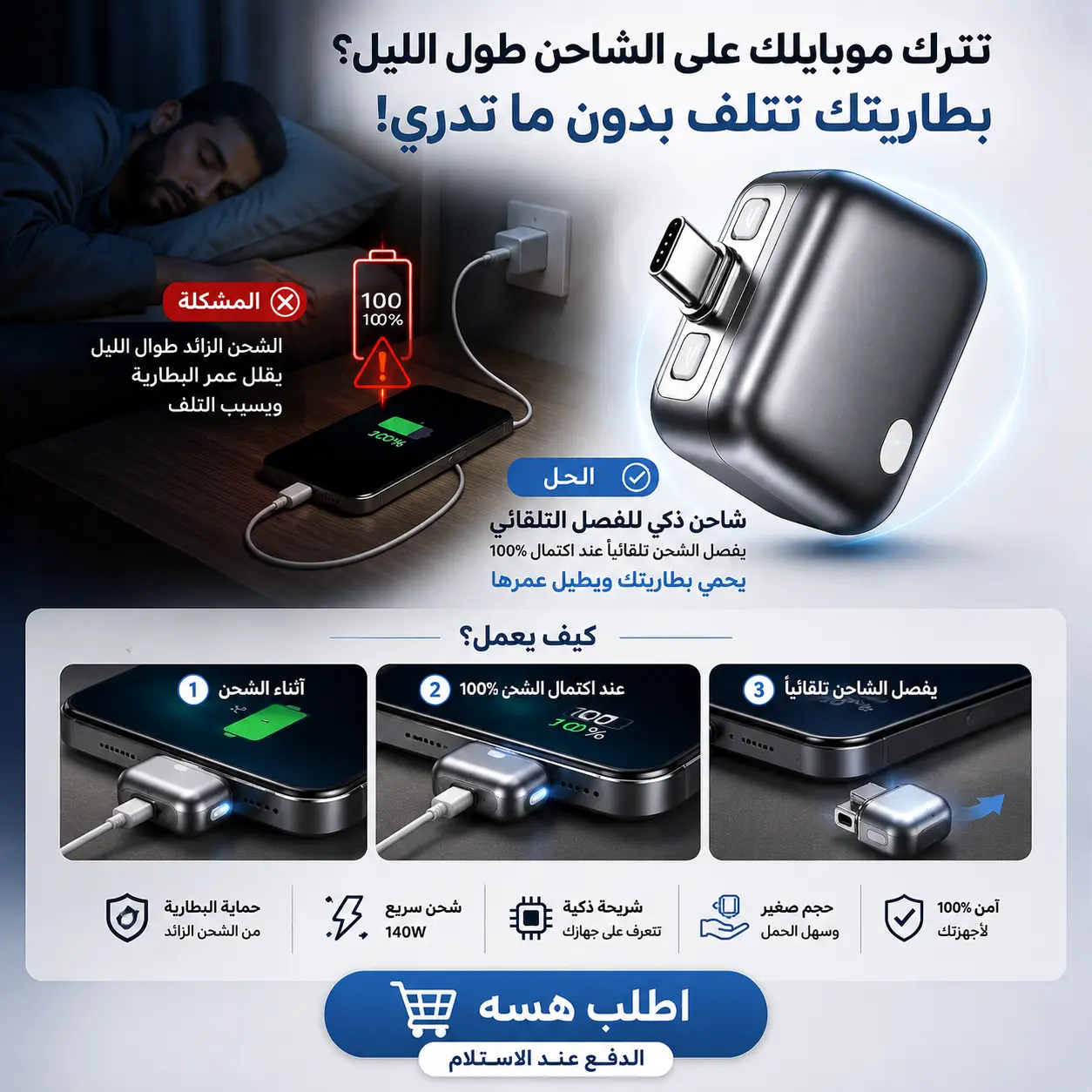 محول الشحن الذكي Type-C