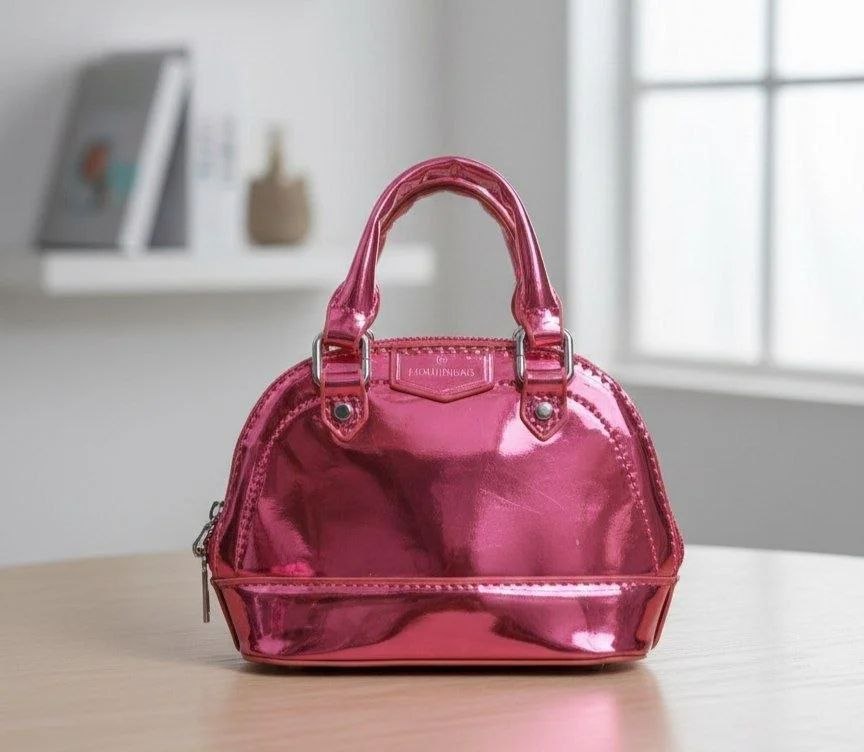 شنطة أطفال  بناتي ميني (Mini Bag) ميتالك لامعة بسلسلة كروس | Demand & Beyond