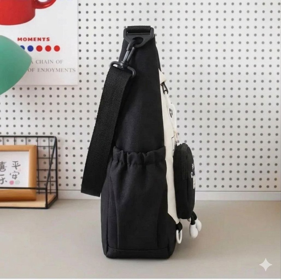 شنطة توت وكروس كاجوال بناتي (Tote Bag) بطبعة كيوت ومحفظة صغيرة | Demand & Beyond