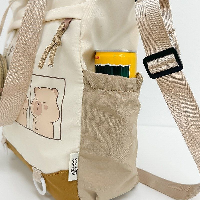 شنطة توت وكروس كاجوال بناتي (Tote Bag) بطبعة كيوت ومحفظة صغيرة | Demand & Beyond