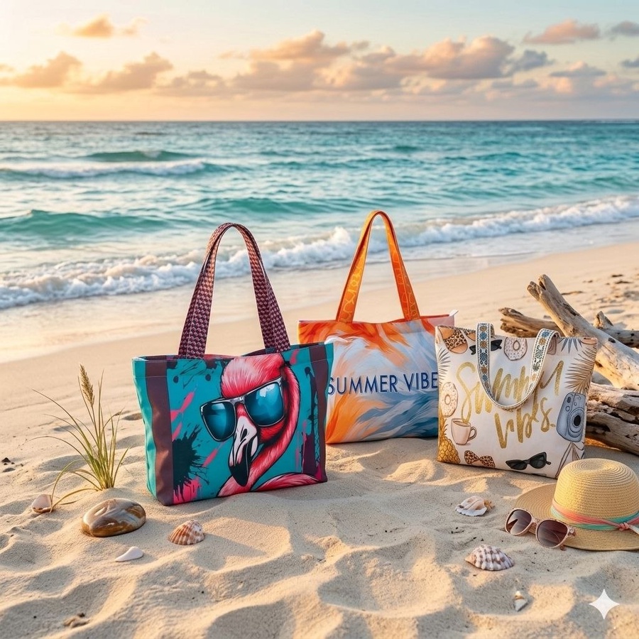  شنطة توت صيفي للبحر (Tote Bag) بطبعات تريندي وحمالات عريضة | Demand & Beyond