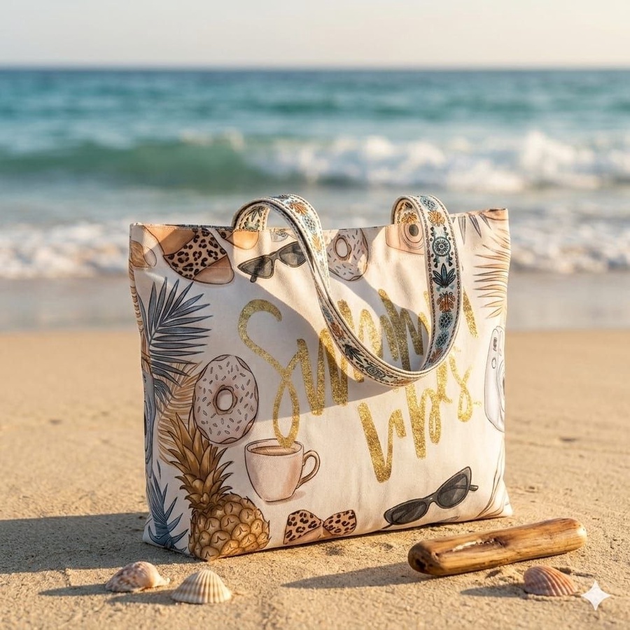  شنطة توت صيفي للبحر (Tote Bag) بطبعات تريندي وحمالات عريضة | Demand & Beyond