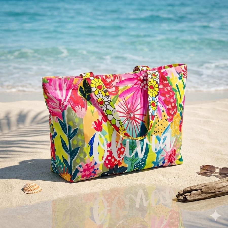  شنطة توت صيفي للبحر (Tote Bag) بطبعات تريندي وحمالات عريضة | Demand & Beyond