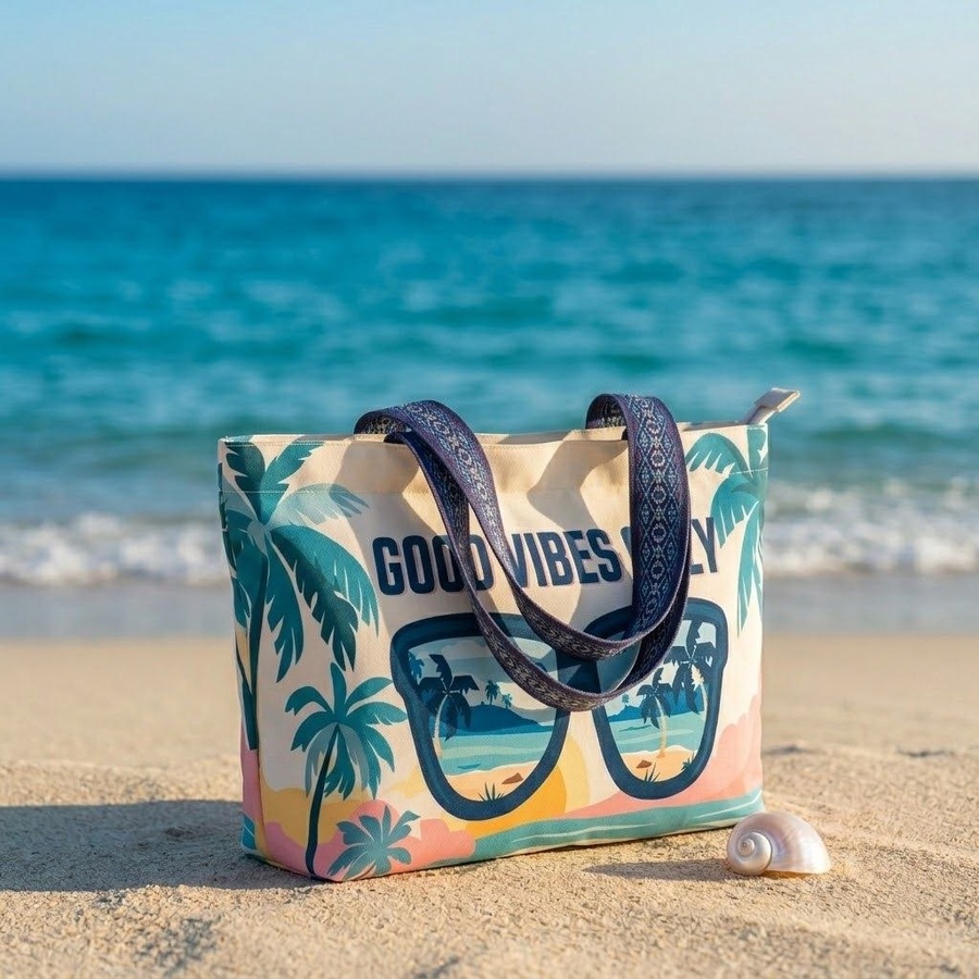  شنطة توت صيفي للبحر (Tote Bag) بطبعات تريندي وحمالات عريضة | Demand & Beyond