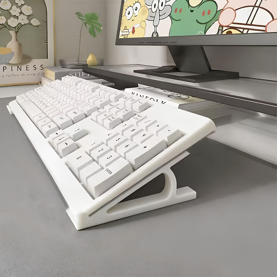 1 Pair Ergonomic Keyboard Riser Stand, White