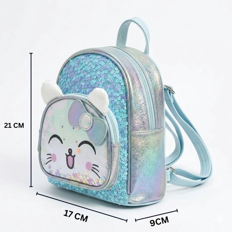 شنطة ظهر (Backpack) أطفال بناتي لامعة بتصميم "يونيكورن وكيتي" ثلاثي الأبعاد | Demand & Beyond