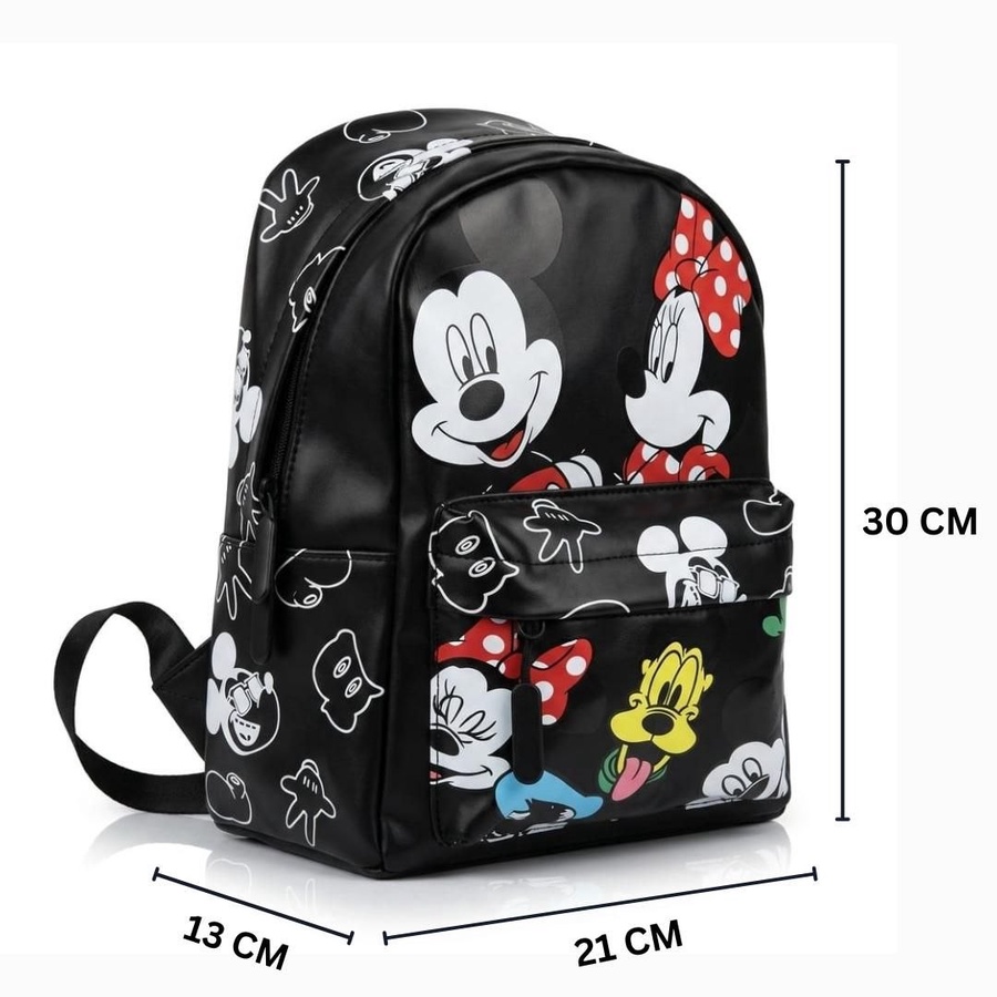 شنطة ظهر (Backpack) أطفال  بتصميم ميكي وميني ماوس - جلد أسود فاخر | Demand & Beyond