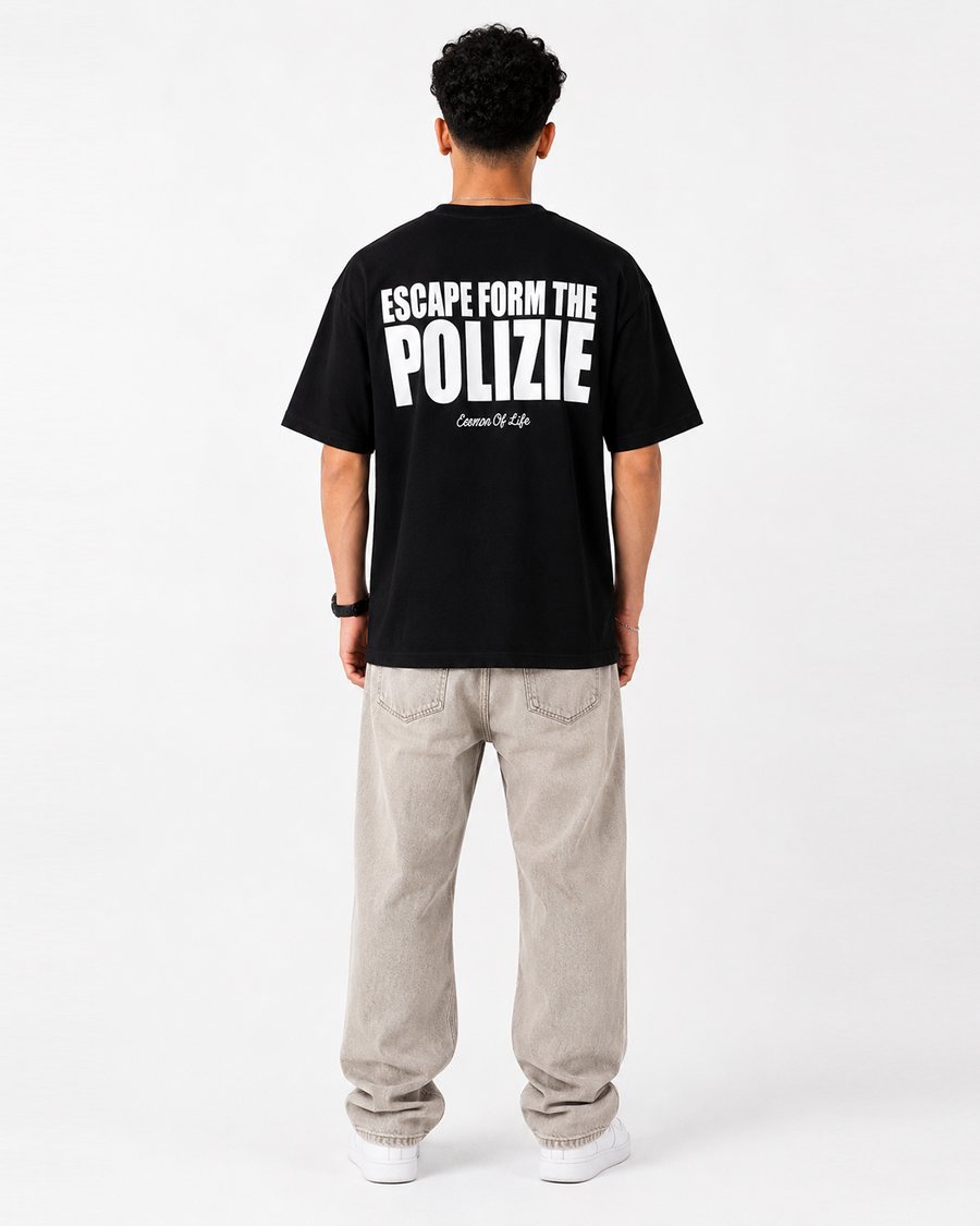 POLIZIE Black Oversized T-Shirt | F2G