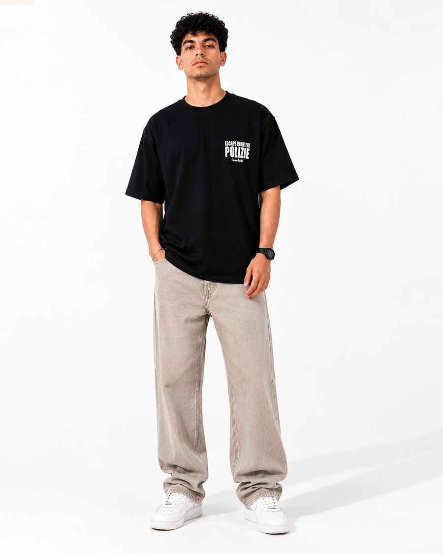 POLIZIE Black Oversized T-Shirt | F2G