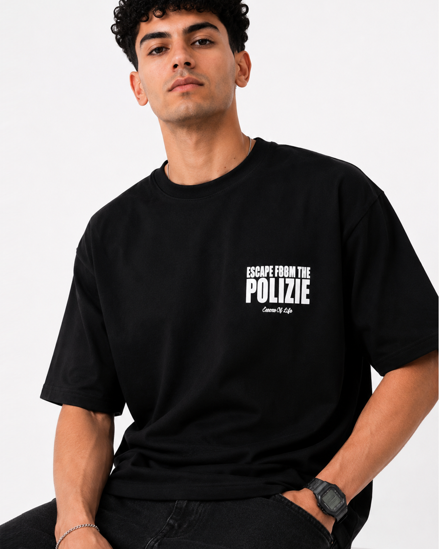 POLIZIE Black Oversized T-Shirt | F2G