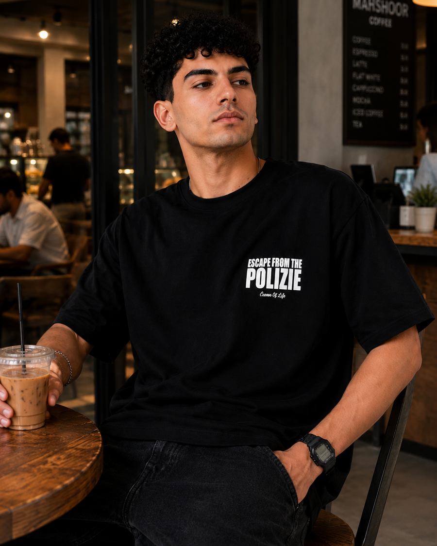POLIZIE Black Oversized T-Shirt | F2G