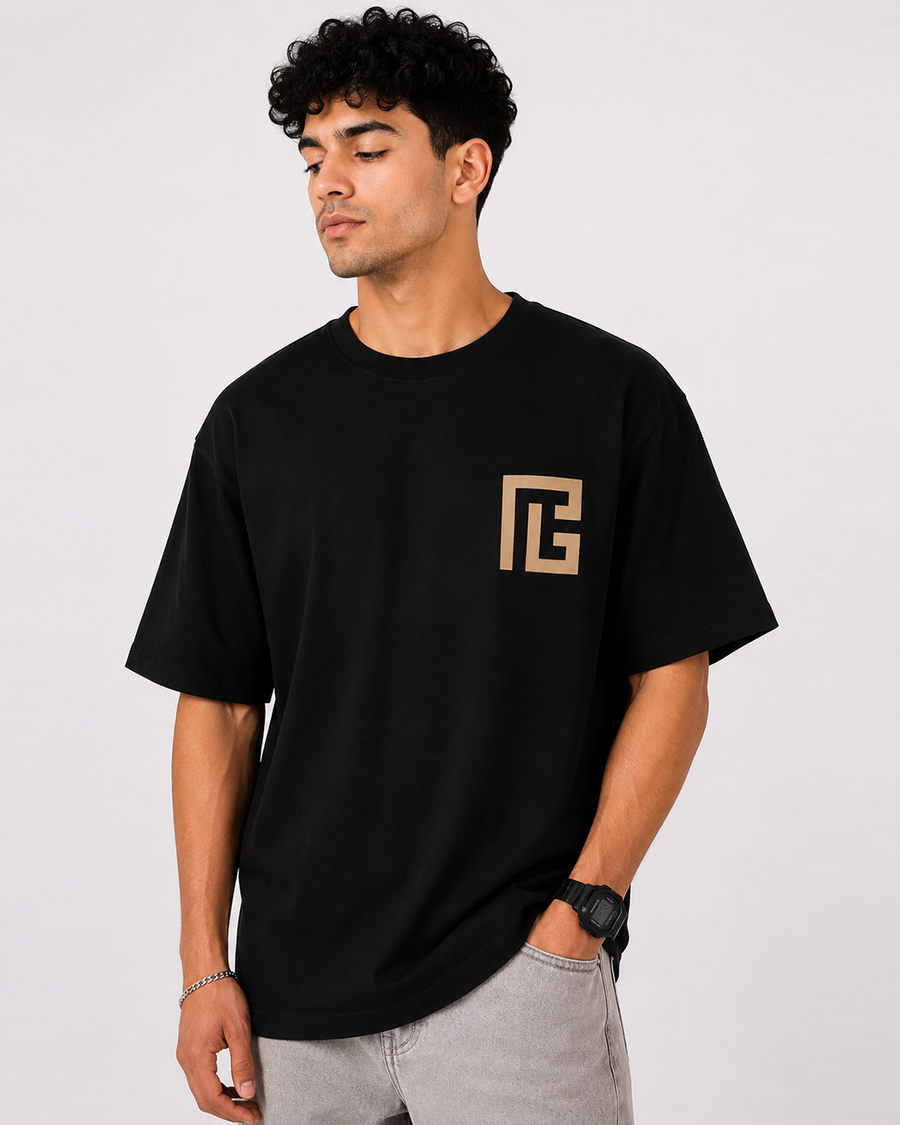 Hidden Signature Black Oversized T-Shirt | F2G