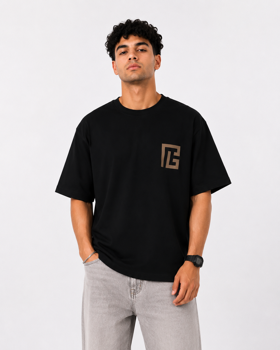 Hidden Signature Black Oversized T-Shirt | F2G