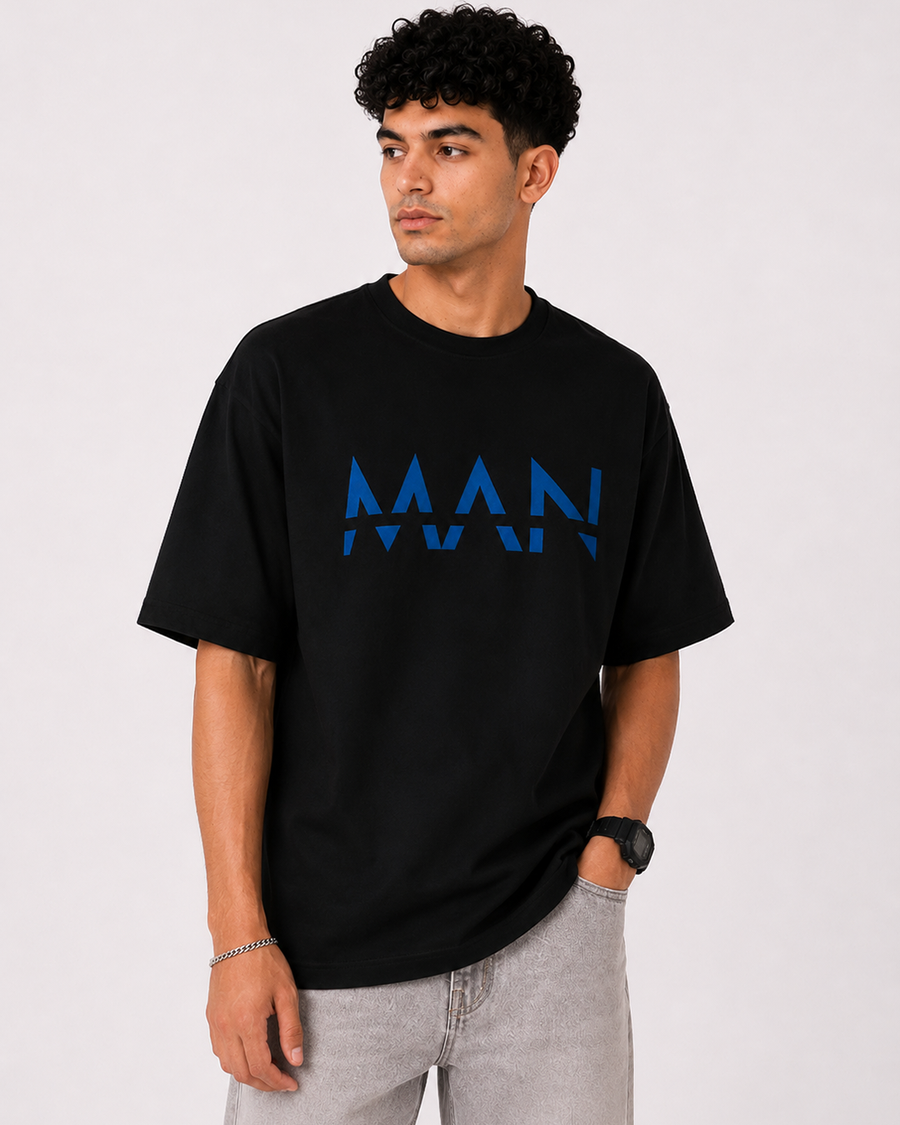 MAAN Black Blue Oversized T-Shirt | F2G