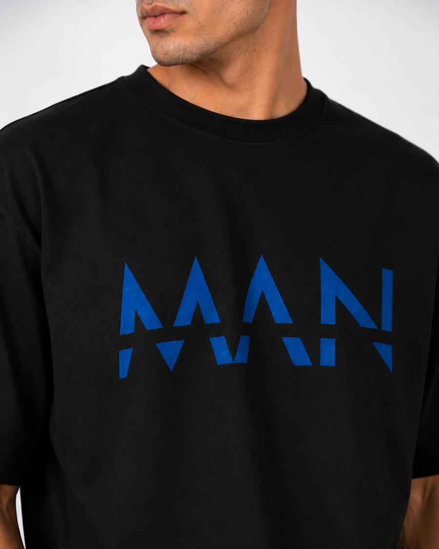 MAAN Black Blue Oversized T-Shirt | F2G