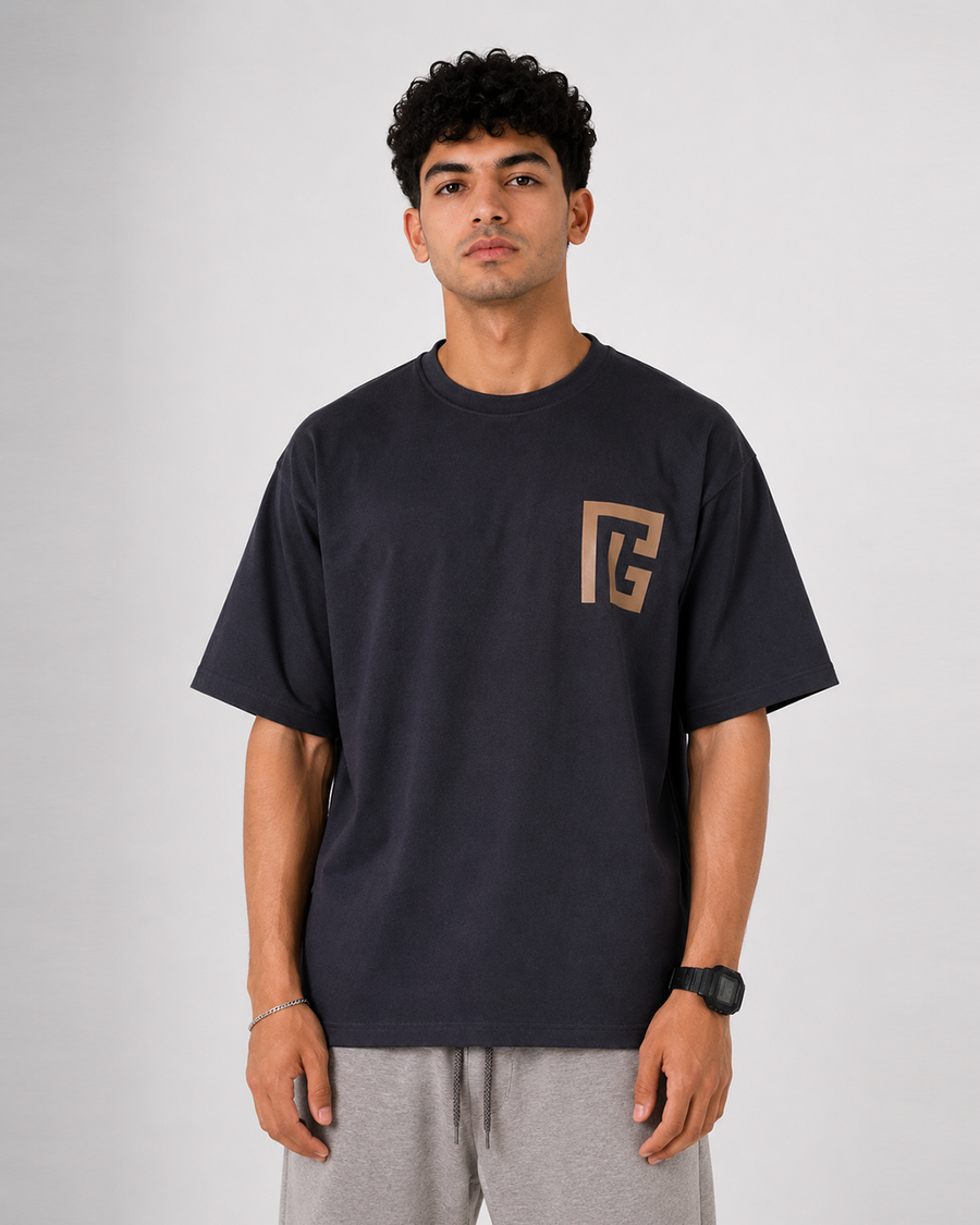 Hidden Signature Charcoal Oversized T-Shirt | F2G